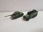 2 Vintage 1974 Hot Wheels Military Vehicles Lot Tank & Gunner Truck