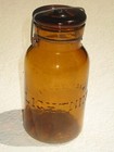 Antique Golden Yellow Amber Quart Trademark Lightning Putnam Mason Fruit Jar  — photo 3