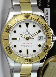 ROLEX-18KT-GOLD-amp-Stainless-MidSize-YACHTMASTER-White-Dial-168623-SANT-BLANC