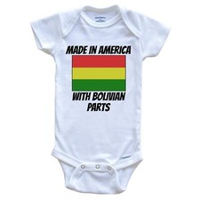 Made In America With Bolivian Parts Bolivia Flag Funny Baby Bodysuit