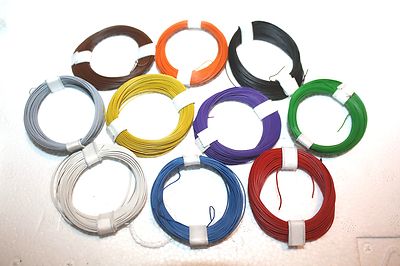 (0,195 /m) 10 m Kupferlitze 0,04 mm²-  10 Farben Litze nach NMRA Decoderlitze 