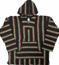 Mexican Hooded Baja Surfer Drug Rug Rasta Pullover Hoodies Sizes Small to XL