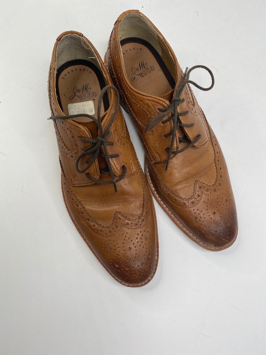 Johnston & Murphy J&M 1850 Brown Wingtip Sheepskin Oxford  display picture 3