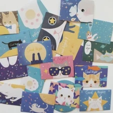 45PCS Good Night Cat Stickers Kawaii Stationery Scrapbooking Diary Stickers