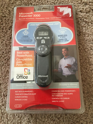 Microsoft cordless 2.4ghz presenter 3000, handheld wireless laser pointer / mouse for presentations (882224135122)