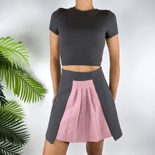 Vintage Y2K Gray Preppy Coquette High Waisted Academic Pleated Mini Skirt / M
