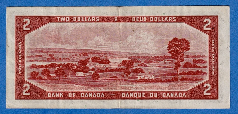 CANADA $2 1954 BC-30b / P-67b  QE II Circulated DEVIL'S FACE 👿  H/B 8255681 - Image 2 of 3