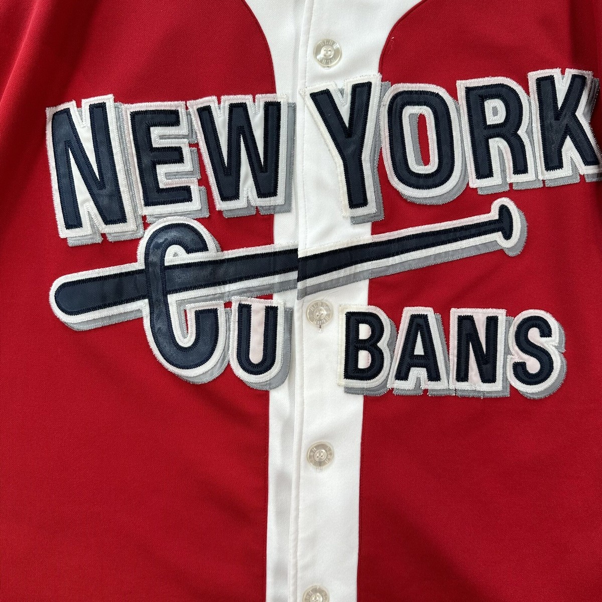 00年代 NEGRO LEAGUES NEW YORK CUBANS ベースボールシャツ ユニフォーム メンズXL相当 Vintage New York Cubans Baseball Jersey Extra Large Red 17