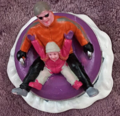 Lemax Coventry Cove Christmas Village Accessory Purple Tube Dad And Kid
