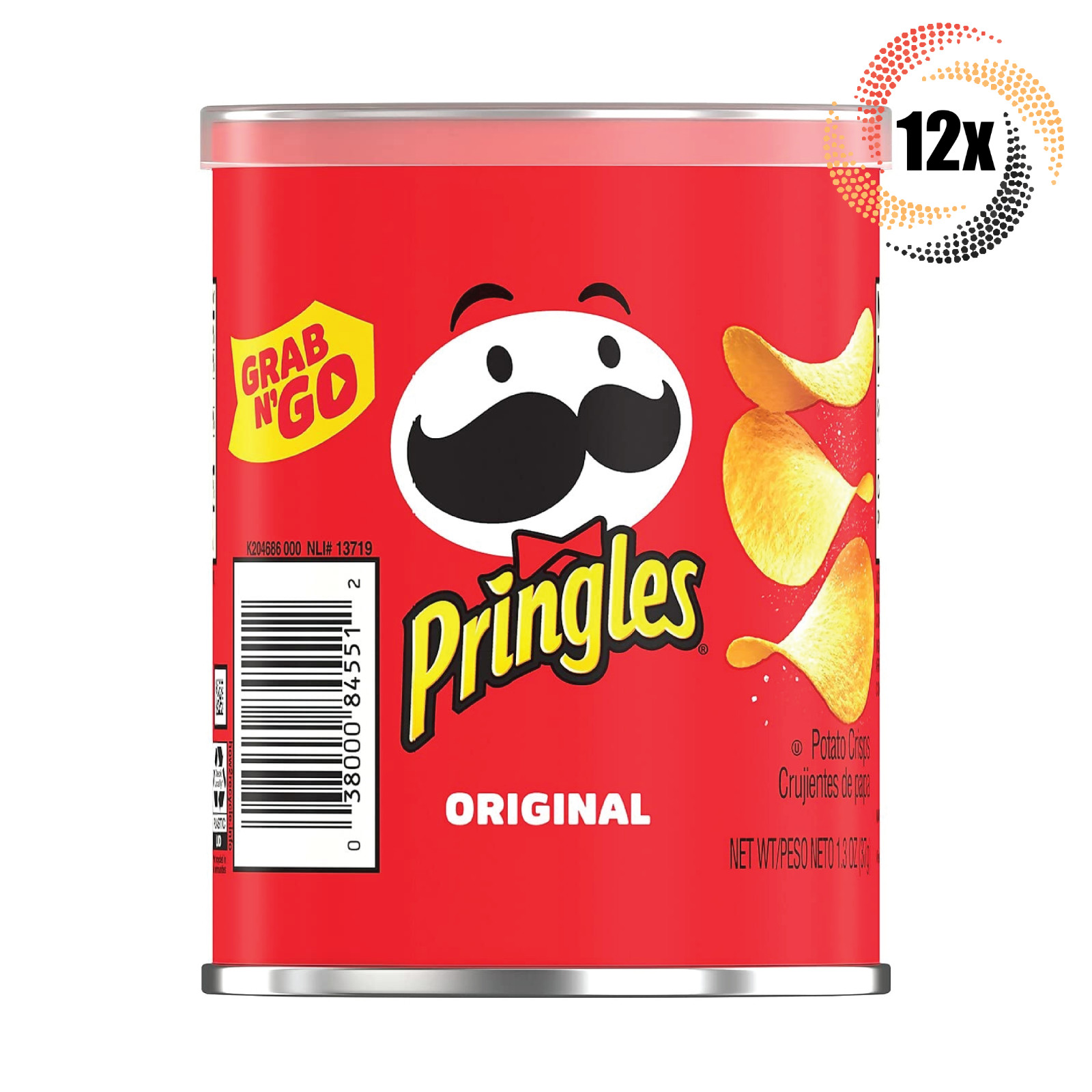 12 банок оригинальных картофельных чипсов Pringles Grab N Go с оригинальным вкусом 13 унции 5790₽