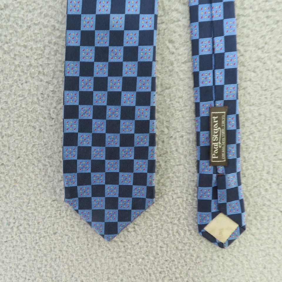 Corbata Paul Stuart Cuello Azul Seda Cuadros Guinga 3.5" 57" Inglaterra Foto 2 de 4