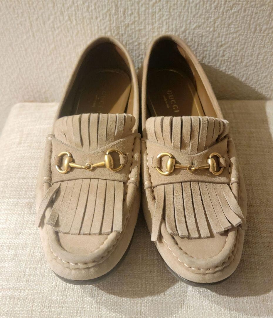 Gucci Horsebit Loafers Shoes Beige Suede Size 36 US About6