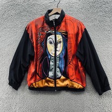 Vtg 80s Jacket Art To Wear Julia Michaels Womens M Black Colorful Lightweight