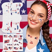 USA Face Glitter Star Freckles Temporary Tattoos,4Th of July Face Tattoos Access