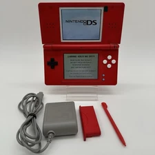 Nintendo DS Lite Console Red Monster Index Shell + Stylus + Charger Excellent