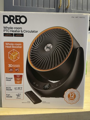 #ad Dreo 1500w Portable 3D Automatic Oscillating Ceramic PTC Space Heater 300 Sq Ft $69.99