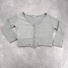 Velvet Graham & Spencer Gray Cropped Button-Up Cardigan V-Neck M USA Made