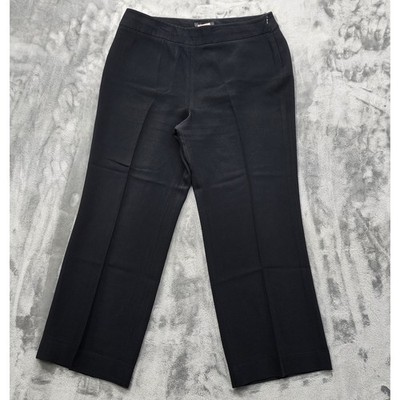 Louben Pants Womens 14 Black Wide Leg High Rise Trousers Office Career Luxury