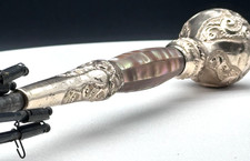 Antique Victorian Mother Of Pearl And 14k Gold Handle With Umbrella Skeleton 36"