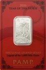 2026 1oz PAMP Lunar Legend of the 1,000 Mile Horse Silver Minted Bar