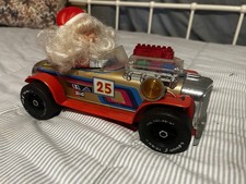 VINTAGE 1969 SANTA CLAUS MUSICAL CAR TIN BATTERY TOY - WORKS GREAT
