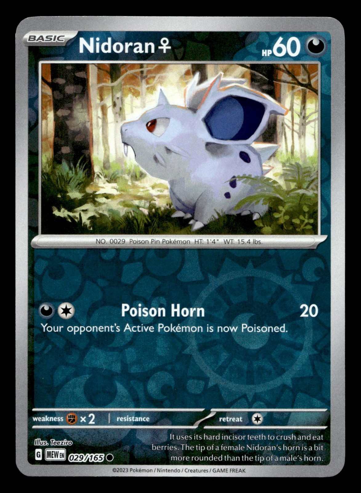 Nidoran F 029/165 Reverse Holo 151 Pokemon NM