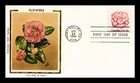 Dr Jim Stamps Colorano Silk Cachet Flowers 18c Camellia First Day Cover