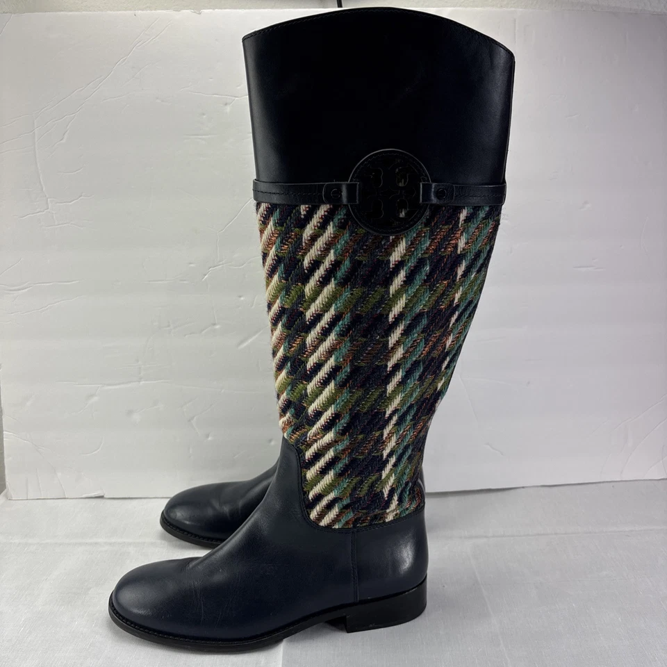 BOTAS DE MONTAR TORY BURCH MILLER VERDE MARINO TWEED CUERO REVA 8,5M Foto 2 de 4