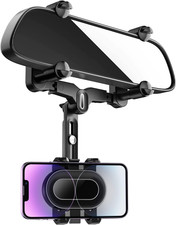 Rearview Mirror Phone Holder for Car,360 Rotatable and Retractable Multifunction