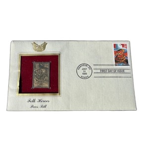 Folk Heroes Pecos Bill 22kt Gold Replica Stamp 1st Day Issue w/card
