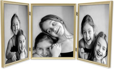 11480T Antique Gold Bead 8X10 Hinged Triple Picture Frame 11480T 