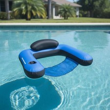 Deluxe Fabric Pool Float with Sling Seat and Built-In Cupholder 1 Adult Size