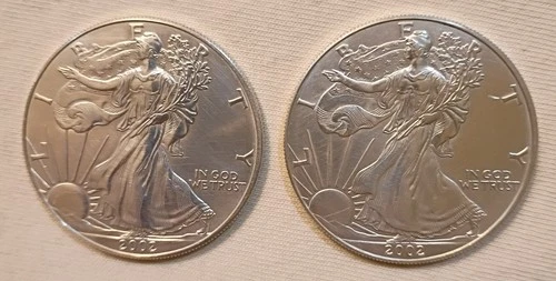 2002   1 oz Silver American Eagle  (Brilliant - Uncirculated) Iot of 2
