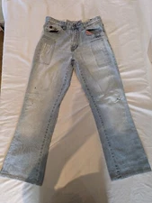 Vintage APT A19 Bootcut Denim Jeans Mens Size 30R, Light Wash Ripped. Late '90s
