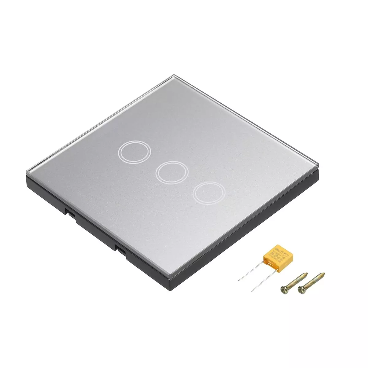 sourcing map Touch Light Switch 3 Gang 1 Way Tempered Glass Panel Grey 86mmx86mm