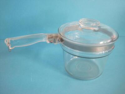 VINTAGE PYREX FLAMEWARE 6283 CLEAR GLASS BOILER POT WITH LID 6283-C A-38 2 PIECE