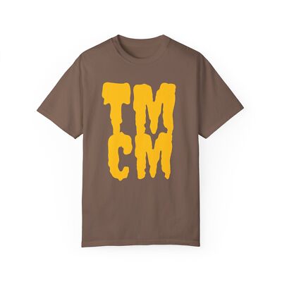 Too Much Coffee M on brown or black Tee T M C M on Unisex Garment-Dyed T-shirt