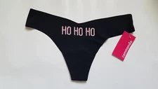 $28 Commando Ho Ho Ho Thong Underwear, Black, Size M / L