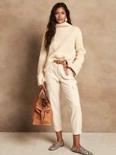 Banana Republic 6 High-Rise Tapered Cargo Pant 6 Cream 746693 NWT