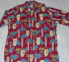Reyn Spooner Hawaiian Traditional Floral Tiki Mask Shirt Men Size XL Vintage