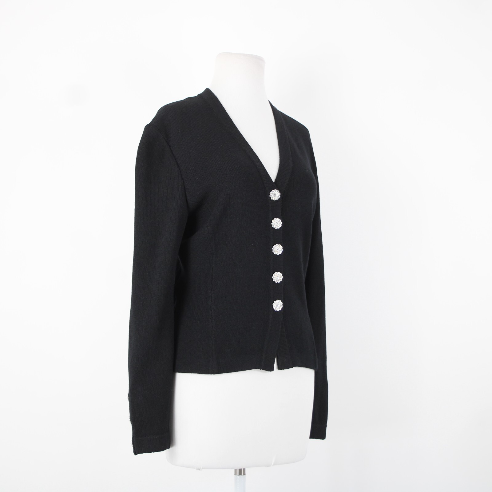 St John Evening Basic Sz 6 Black Rhinestones Half… - image 5