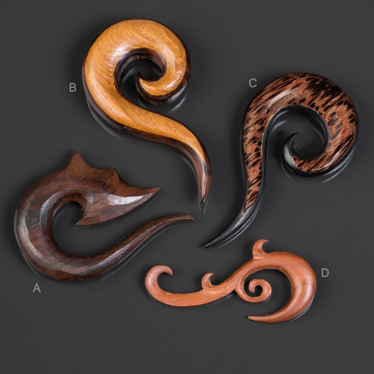 Spirale De Dilatation En Bois Pour Oreille - 4mm à 30mm - Taper Faucille - Lobe De L'Oreille - Neuf
