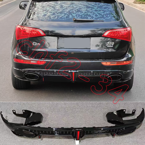 For Audi Q5 Gloss Black LED RSpider style Rear Bumper Diffuser Lip ...