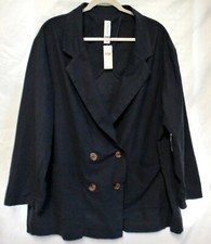 Anthropologie Amadi Rayon Linen Dbl Breasted Relaxed Jacket Blazer-XL-USA Made