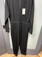 H by Halston Black Long Sleeve Women's Jumpsuit with V-Neck - Size S