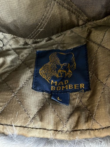 Vintage Brown Rabbit Fur Trapper Hat Mad Bomber Size Large With Tail Winter - Picture 9 of 12