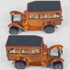Hot Wheels Redline 69 Orange Classic Ford Woody Metal Badge Wrinkled Watch Video