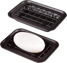 Kitchen and Bathroom Soap Dish Tray - Metal 2-Piece Soap Dish Tray with Drainage