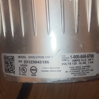 InSinkErator Evolution 1HP-1 1 HP Continuous Feed Garbage Disposal Unit 120V