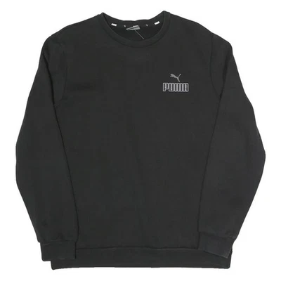 PUMA Sweatshirt Col Rond Noir Coton Mélangé Taille M Logo Sport Décontracté - Photo 1/4